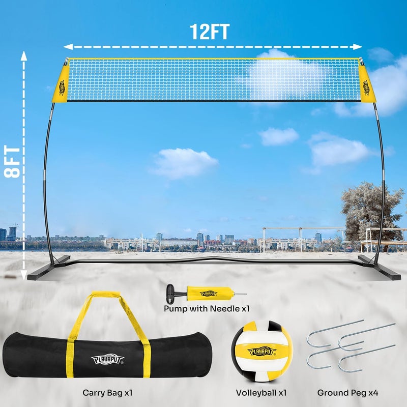 PLAYAPUT 12FT Freestanding Volleyball Net,Height Adjustable Volleyball Training Net For Hitting,Serving,Setting Practice,Protable Volleyball Nets With Volleyball,Carrybag,Perfect For Indoor Or Outdoor - Image 2